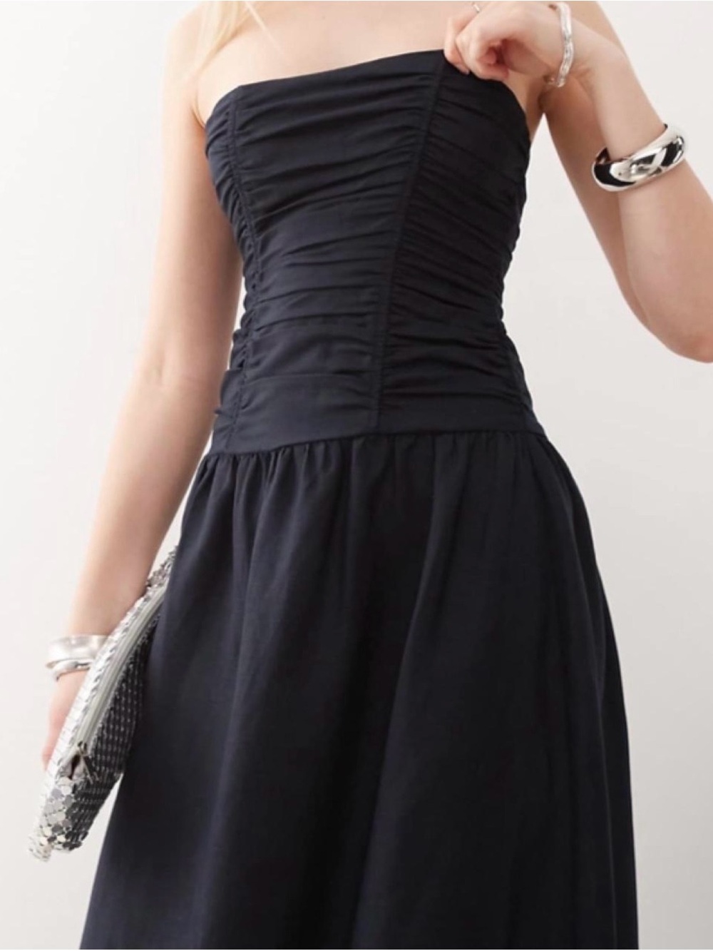 Lioness Strapless Ruched Black Women's Dress